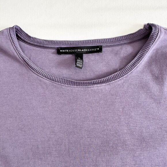 White House Black Market Purple Short Sleeve Knit Top Size L Everyday Essential - Picture 8 of 8